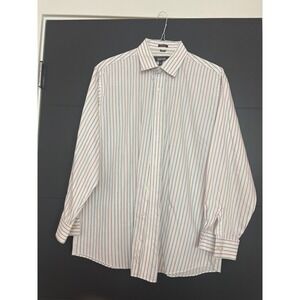 Kenneth Cole REACTION Mens L 16½ 32/33‎ Striped Dress Shirt Regular Fit Wrinkle